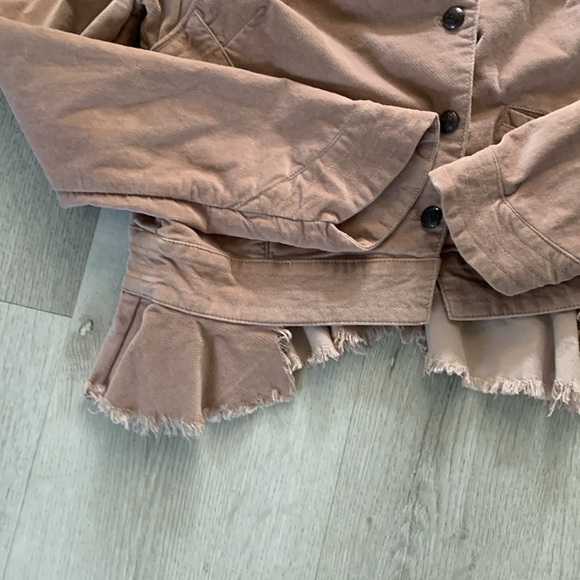Free‎ People Jagger Blazer Pink Western Military Jacket Lace Up Cuff.  SZ XS - Picture 8 of 13